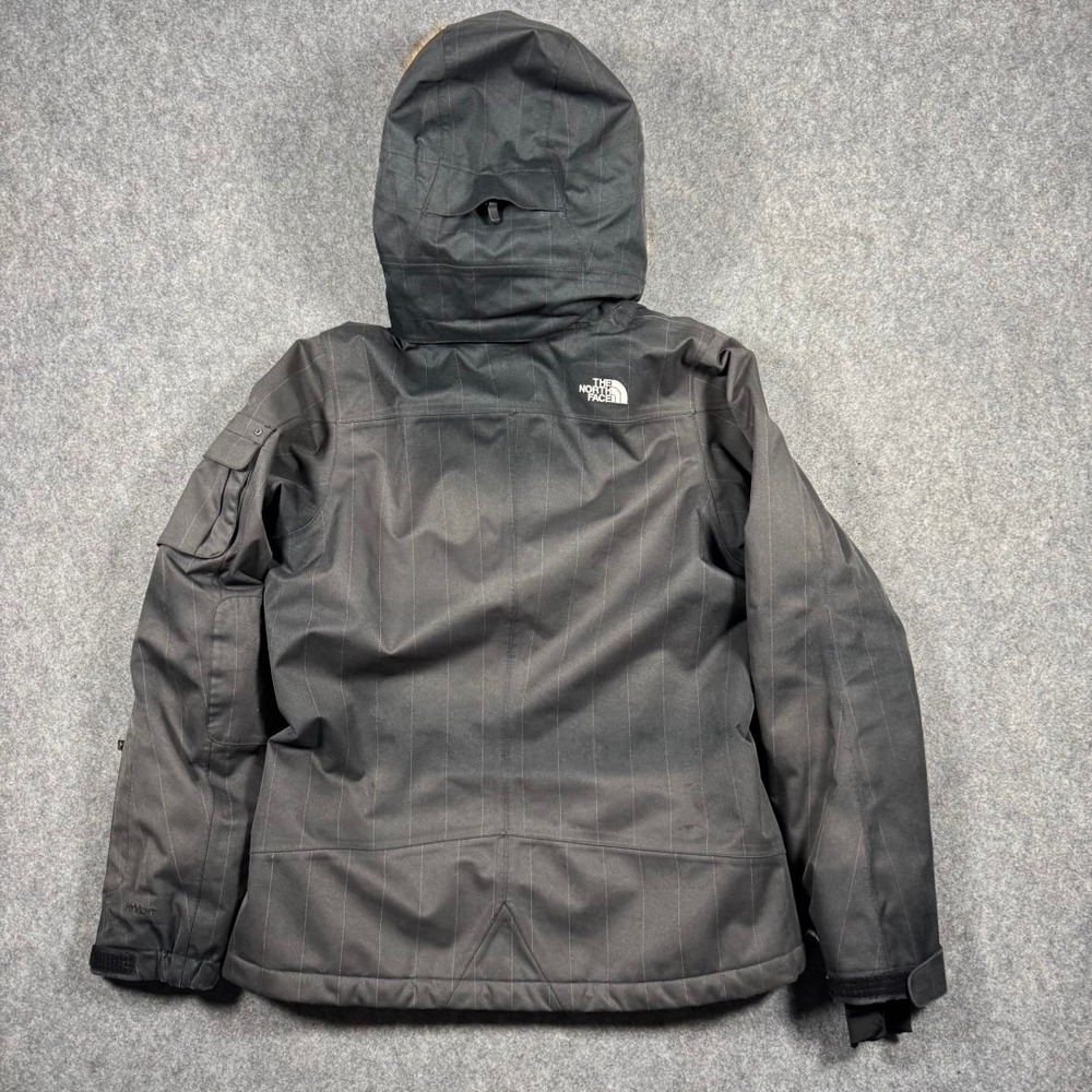 The North Face HyVent Parka Womens Small Grey‎ Pinstripe Faux Fur Hood Insulated - Picture 2 of 15